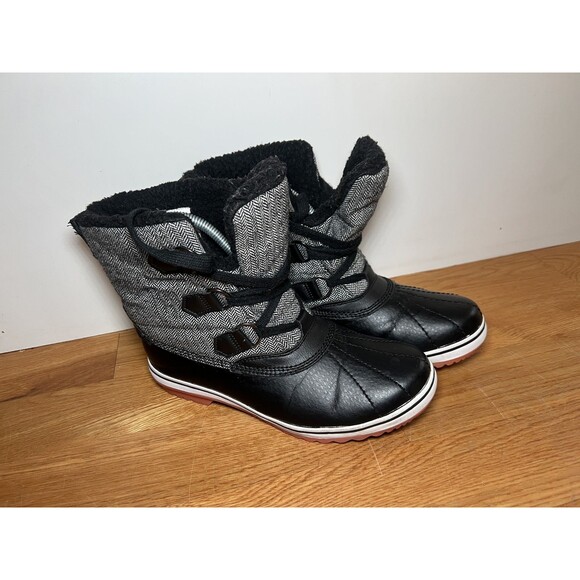 JBU Brenda Boots Womens Size 8.5 Herringbone Faux Fur Waterproof Winter Snow - Picture 1 of 10